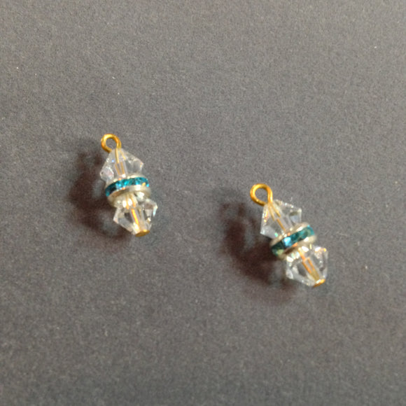 Clear Swarovski Crystals with Blue Crystal Spacers Dangles (for interchangeable earring system)  #10256