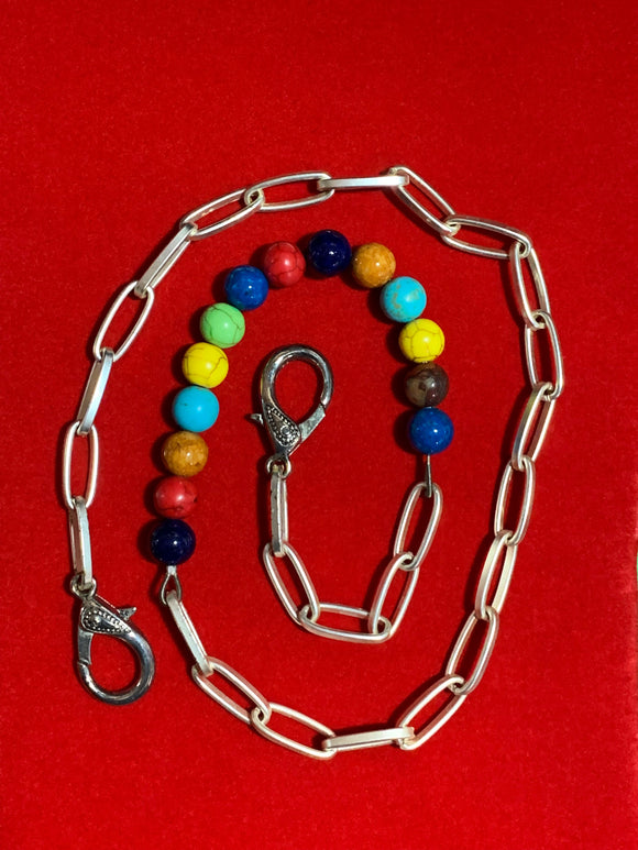 Steel and Beaded Unisex Pocket Chain  #14309