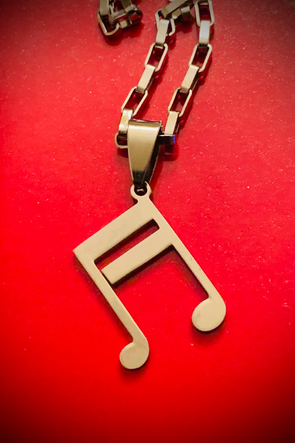 Stainless Steel Music Note Pendant on 20