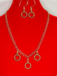 Golden Circles 20" Necklace & Earring Set  #21012