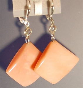 Peach Marble Stone, Swarovski Crystal & Sterling Silver Earrings  #09373