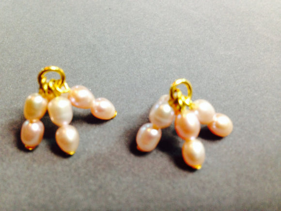 Pink Swarovski Pearls on Gold Plated Findings Dangles (for interchangeable earring system)  #10258