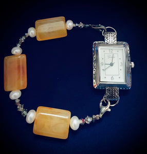 Orange Acrylic & Pearl Watch (for interchangeable watch system)  #10328