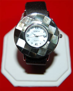 Mother of Pearl Watch with Black Nylon Band  #12096