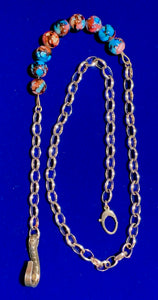 Sterling Silver & Lampwork Beaded Unisex Pocket Chain  #14310