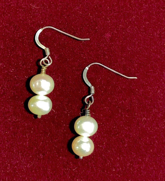 Pearl and Sterling Silver Earrings  #15040