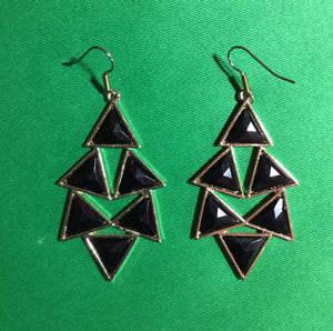 Black Triangle Dangle Earrings  #15160