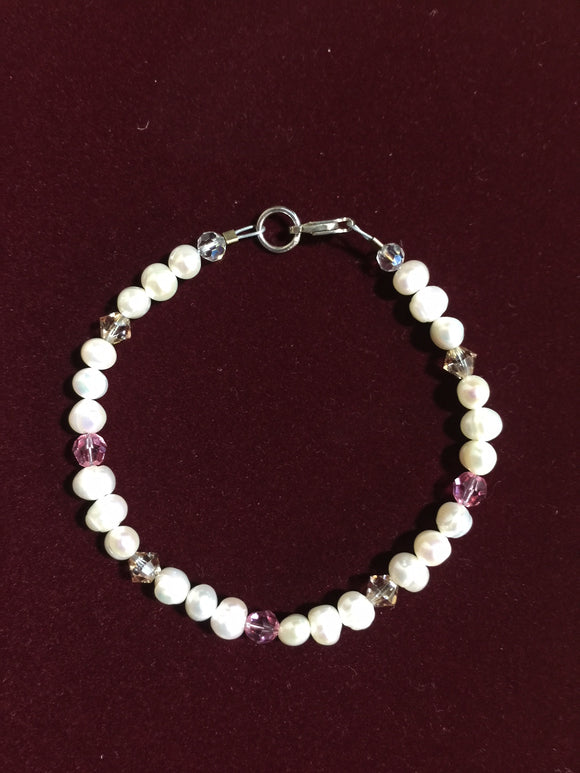 Freshwater Pearl and Swarovski Crystal Bracelet  #17080