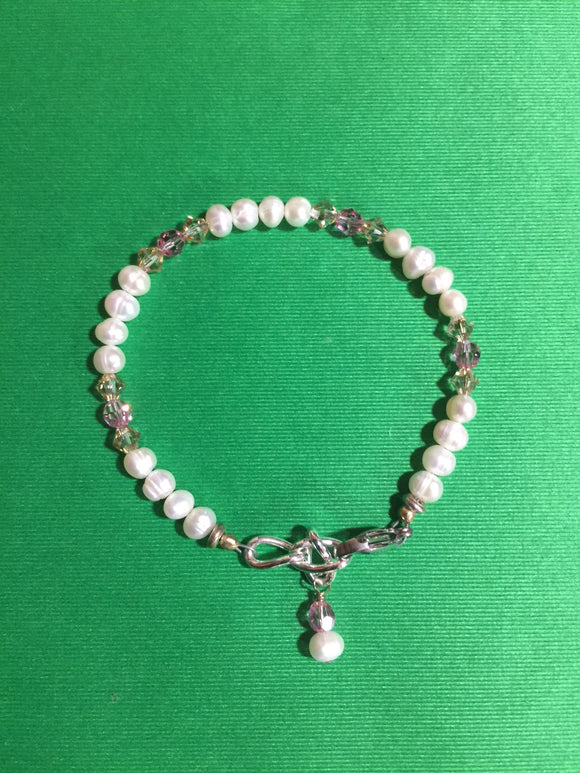 Freshwater Pearl and Swarovski Crystal Bracelet  #17081