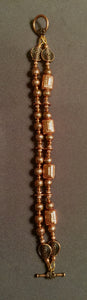 Two-Strand Antiqued Copper Toggle Clasp Bracelet  #17091