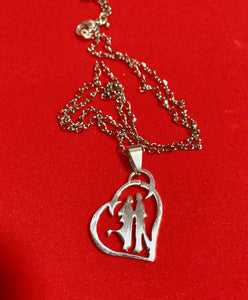 Steel Heart with Dancing Couple Inside the Heart Pendant on 20" Gunmetal Plated Steel Chain  #18131