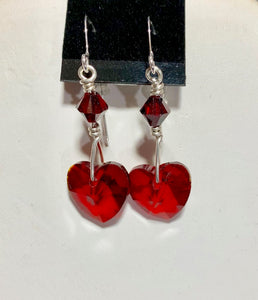 Red Crystal Heart Earrings  #19018