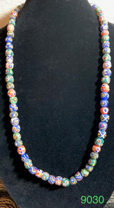 African Hand Painted Trade Bead 30" Necklace 19029