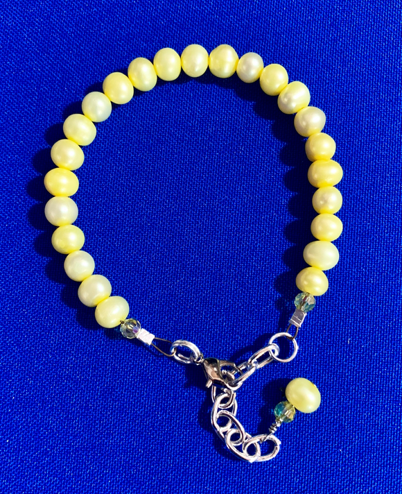 Yellow Freshwater Pearl & Steel Bracelet  #19080