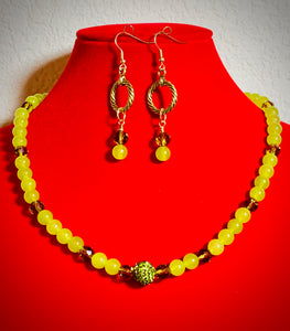Green and Gold Necklace and Earring Set  #19194