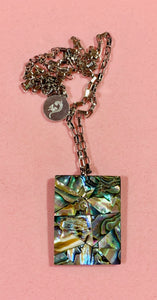 Abalone Shell Pendant on 20" Steel Chain  #19221