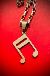 Stainless Steel Music Note Pendant on 20" Steel Chain  #19222