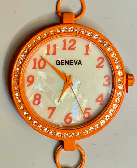 Orange & Rhinestone Watch Face (for interchangeable watch system)  #14147