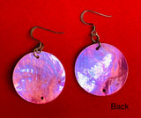 Pink and Green Shell Earrings on Copper Earwires #13036