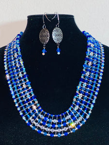 Shades of Blue Crystal Necklace & Earring Set #21015