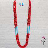 Coral and Turquoise Necklace and Earring Set  #19181  SALE!