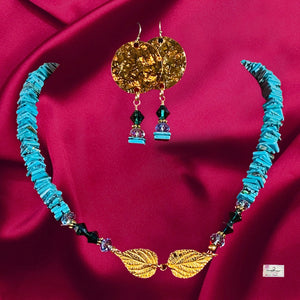 Turquoise & Swarovski Crystal Necklace and Earrings #21013